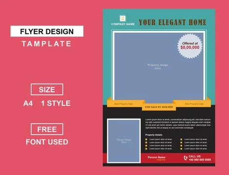 Property Flyer Design Template for Your Real Estate Business Stock Illustration