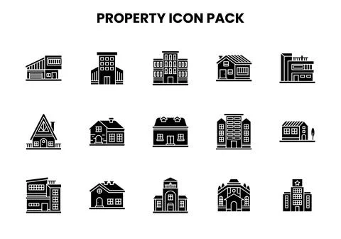 Property Glyph Bundle Icons Pack Ilustración de archivo