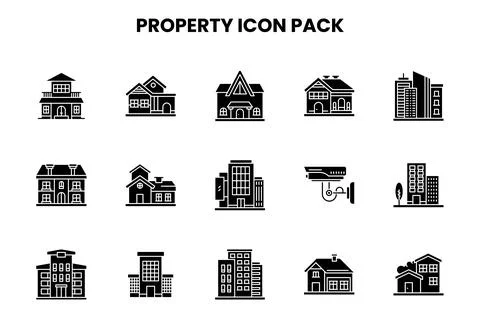 Property Glyph Bundle Icons Pack Stock Illustration