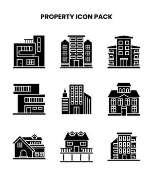 Property Glyph Graphics Icons Pack Stock Illustration