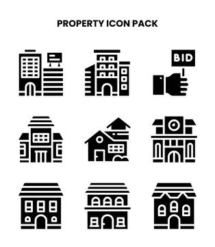 Property Glyph SVG Icons Pack Stock Illustration