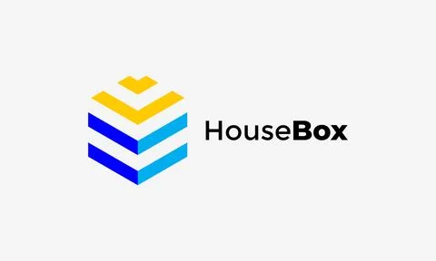 Property house box hexagon secure building logo vector minimalism concept r.. Illustrazione stock