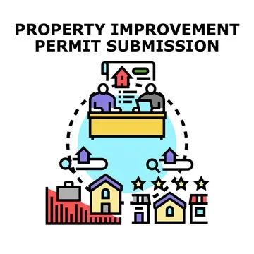 Property improvement permit submission process concept Stock Illustration