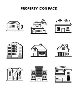 Property Line Graphics Icons Pack 스톡 일러스트