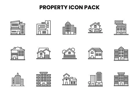 Property Line UI Icons Pack Ilustração Stock
