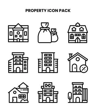 Property Line Vector Icons Pack 스톡 일러스트