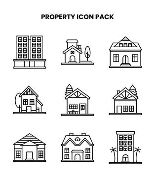 Property Line Vector Icons Pack Stock Illustration
