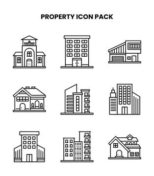 Property Line Vector Icons Pack Stock Illustration
