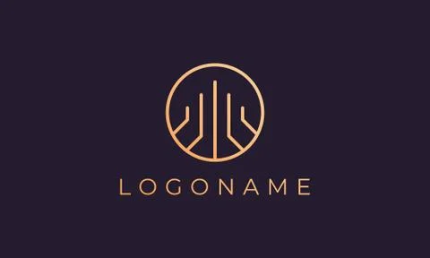 Property logo template with simple and luxurious shapes in gold Stock Illustration