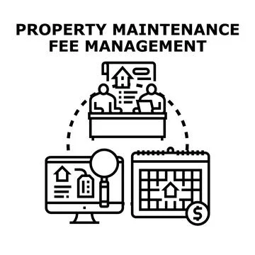 Property maintenance fee management process creating budget Stock Illustration