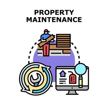 Property maintenance services cycle managing real estate Stock Illustration