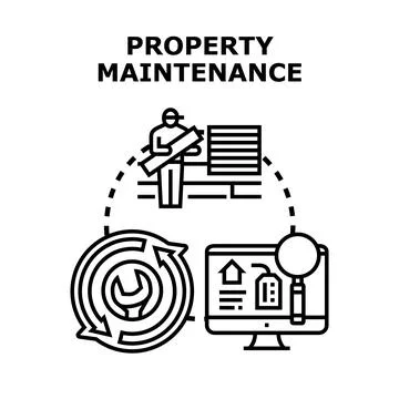 Property maintenance services cycle managing real estate Stock Illustration
