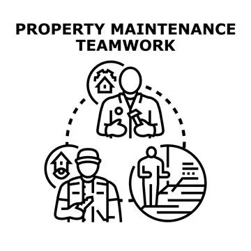 Property maintenance services team working together Stockillustratie