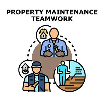Property maintenance services team working together Stock Illustration