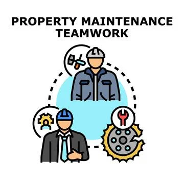 Property maintenance team coordinating work collaboration Stock Illustration