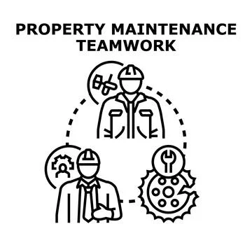 Property maintenance team coordinating work collaboration Stock Illustration