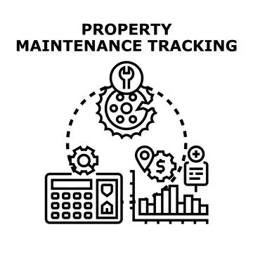 Property maintenance tracking system managing asset repair cost Stock Illustration