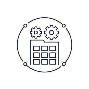 Property management icon, line vector Ilustração Stock