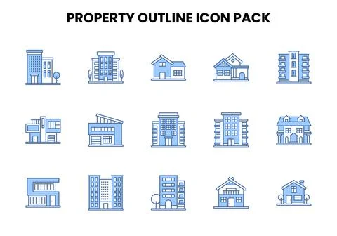 Property Outline Two Colour Scalable Icons Pack Ilustración de archivo