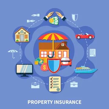 Property  Protection Flat Concept Illustrazione stock
