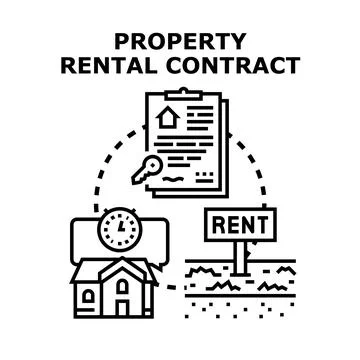 Property rental contract document with house and key 스톡 일러스트
