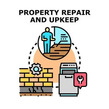 Property repair and upkeep vector concept illustration Stock Illustration