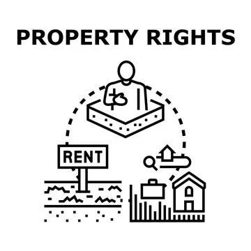 Property rights concept flat line illustration Stock Illustration