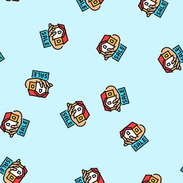 Property for sale vector seamless pattern 스톡 일러스트
