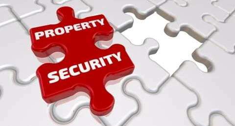 Property security. The inscription on the missing element of the puzzle Stock Illustration