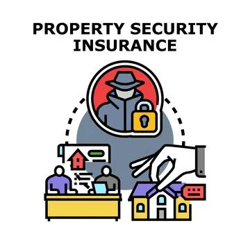 Property security insurance concept protecting home assets Stock Illustration