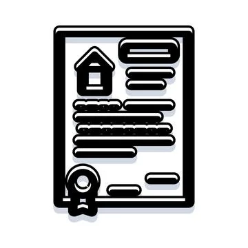 Property title document with house icon and seal Stock Illustration