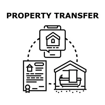Property transfer concept with house document and digital management Stock Illustration