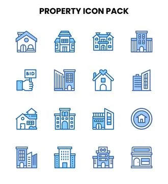 Property Two Colour Bundle Icons Pack Stock Illustration