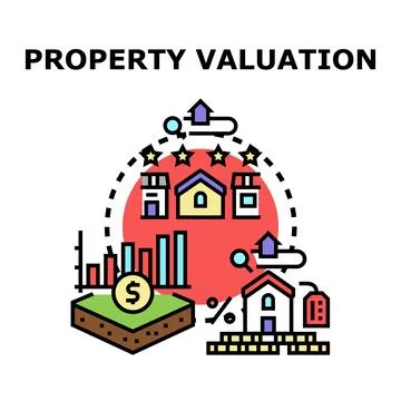 Property valuation concept assessing real estate value 스톡 일러스트