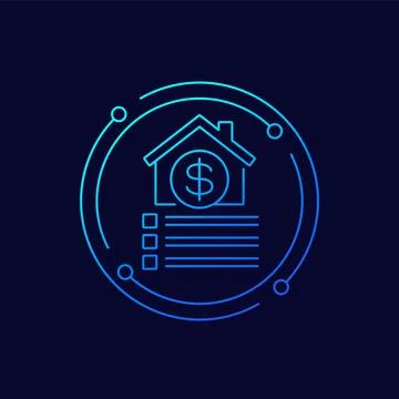 Property valuation icon with house, linear design Stock Illustration