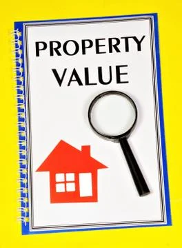 Property value. text label in the research folder. Stock Photos