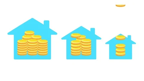 Property/house decrease in prices, sale, costs or investments Stockbeeldmateriaal 106121231