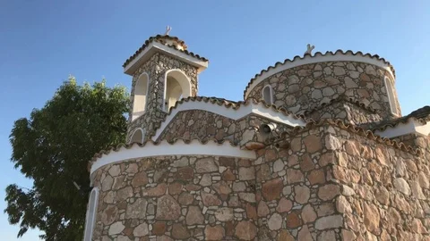 Prophet Elias Chapel and Panoramic View of Protaras Stock Footage 90933331