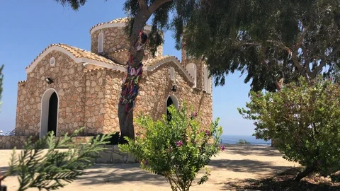 Prophet Elias Chapel in Protaras Tracking Shot Stock Footage 92964901