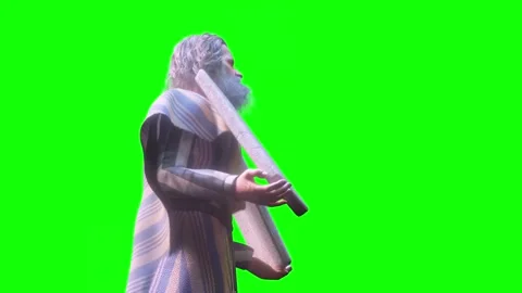 Prophet Moses holds the tablets with the Ten Commandments render 3d Stock Footage 262856143
