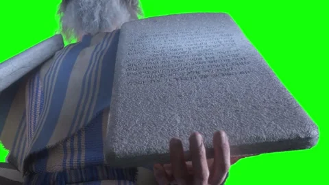 Prophet Moses holds the tablets with the Ten Commandments render 3d Stock Footage 262856981