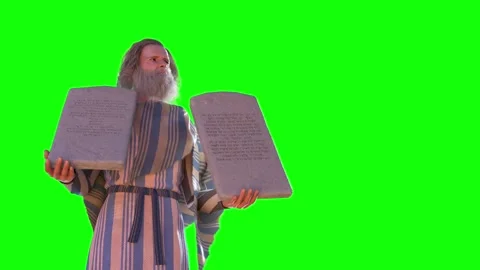Prophet Moses holds the tablets with the Ten Commandments render 3d Stock Footage 262857758