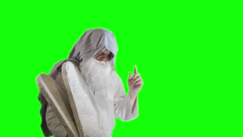 Prophet Moses holds the tablets with the ten commandments on a green Video stock 265251033