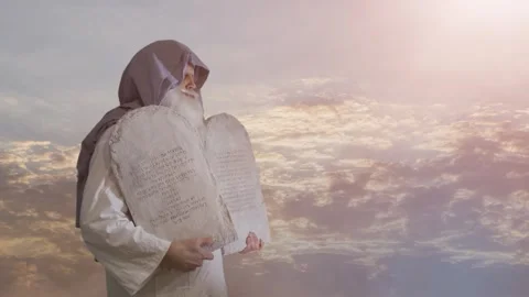 Prophet Moses holds the tablets with the ten commandments Stock-Footage 265251953