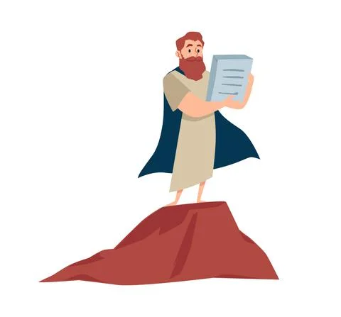 Prophet moses holds tablets with ten commandments on mount sinai Stock Illustration