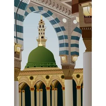 Prophet's Mosque vector for Mawlid al Nabi or al Mawlid al Nabawi Illustrazione stock