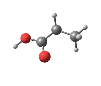 Propionic acid molecule isolated on white Stock Illustration
