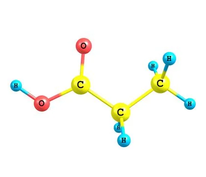 Propionic acid molecule isolated on white Stock Illustration