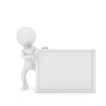 Prople and White Board. 3D rendering Stock Illustration