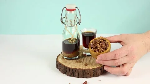 Propolis or bee glue pieces and tincture. Stock-Footage 148170444